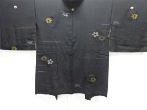 大正ロマン　花模様織り出し三つ紋羽織